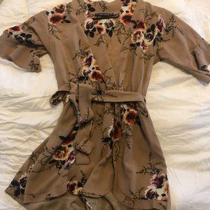 Haute Rogue Tan Floral Romper